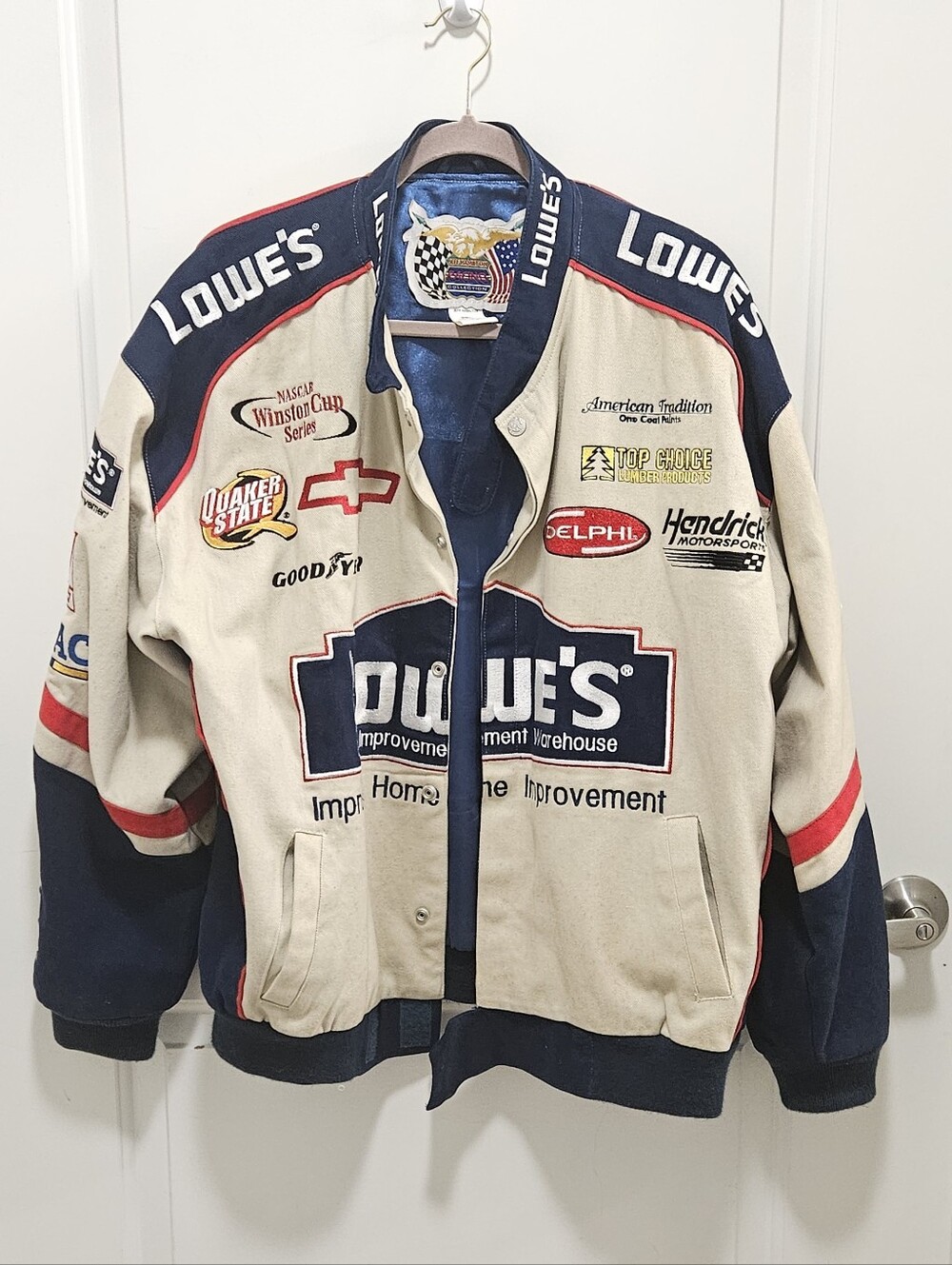 Vintage NASCAR Jimmie Johnson Jeff Hamilton Lowe's Racing Jacket Size Large